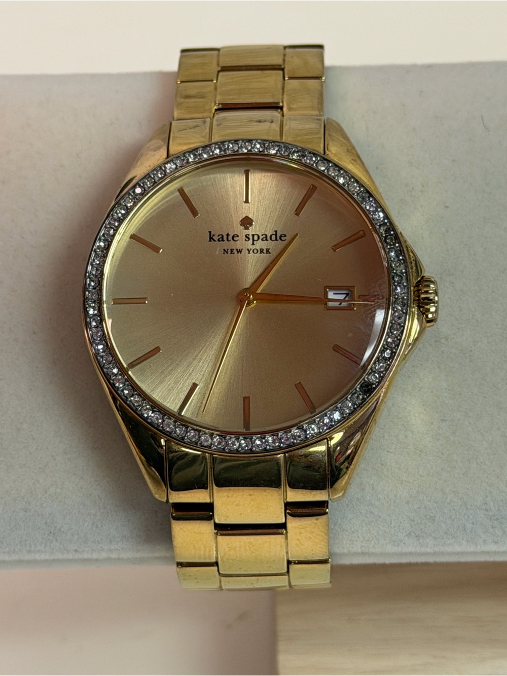 Kate Spade Gold Bezel Seaport Quartz Watch Works Great New Battery